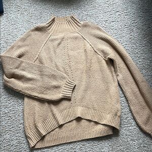 Pink Rose Tan Cowl Neck Sweater Chunky Knit